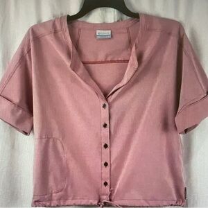 Columbia Washed Rose Short-Sleeve Button-Front Top